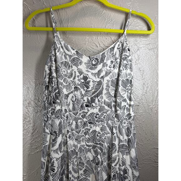Old Navy Womens Spaghetti Strap Floral Beach Scene Dress Monochrome Size Large - Picture 3 of 5